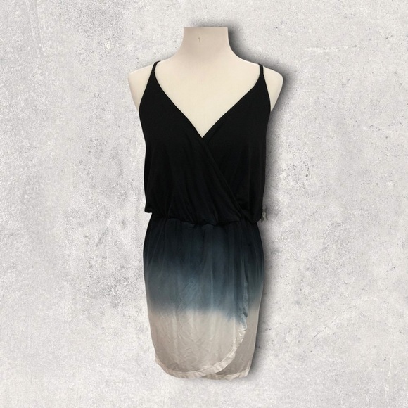 NWT Young Fabulous and Broke Ombre Tie Dye Black and White Mini Dress Size Large
